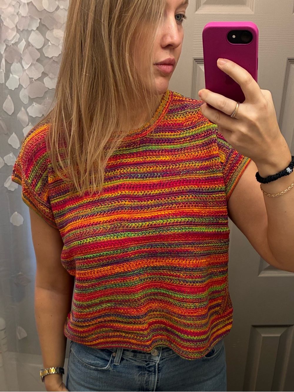 Worn once like new Multicolor Striped Knit Short Sleeve Top